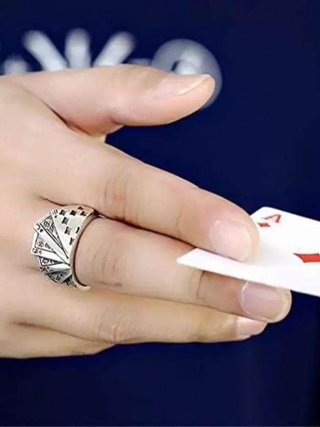 Ringzinnie Unisex Silver Playing Cards Finger Ring