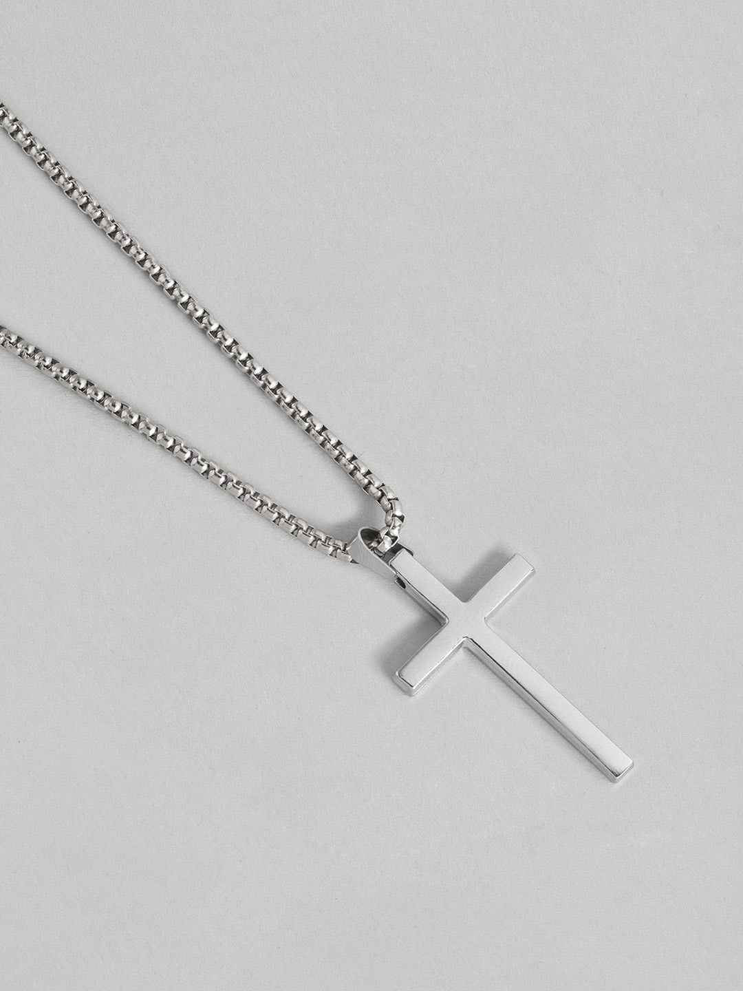The Roadster Lifestyle Stainless Steel Silver-Plated Contemporary Pendant With Chain
