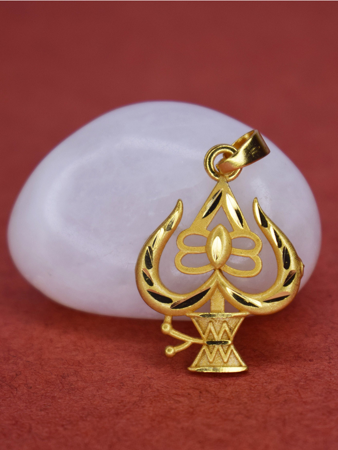 Anshenterpris Unisex Gold-Plated Trishul Damru Pendant with Chain