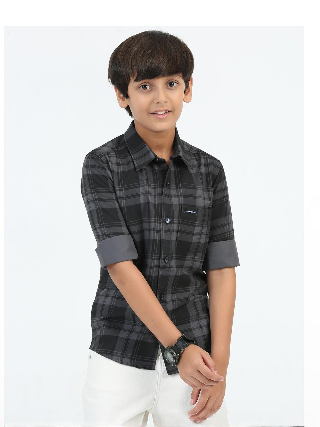 Rocket Science Boys Tartan Checks Semi Sheer Checked Casual Shirt