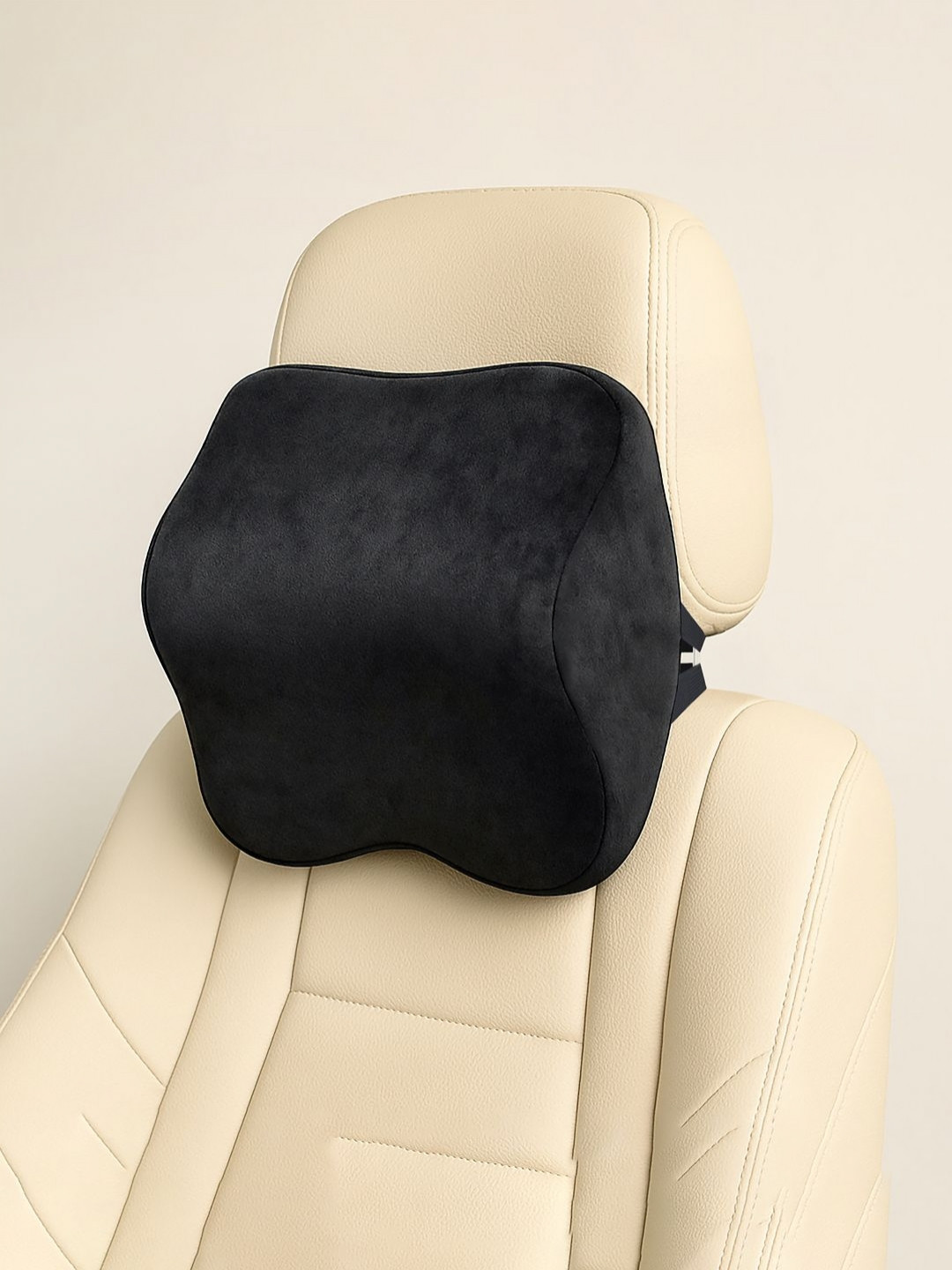 Aura Black Memory Foam Filled Polycotton Travel Car Head Rest Pillow
