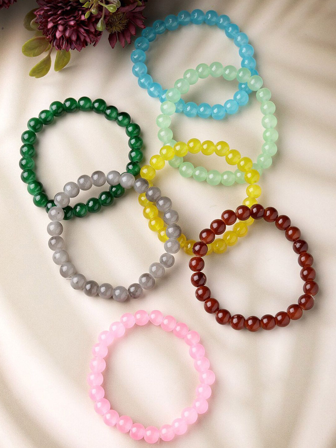 Anouk Set Of 7 Crystal Beaded Elasticated Bracelets