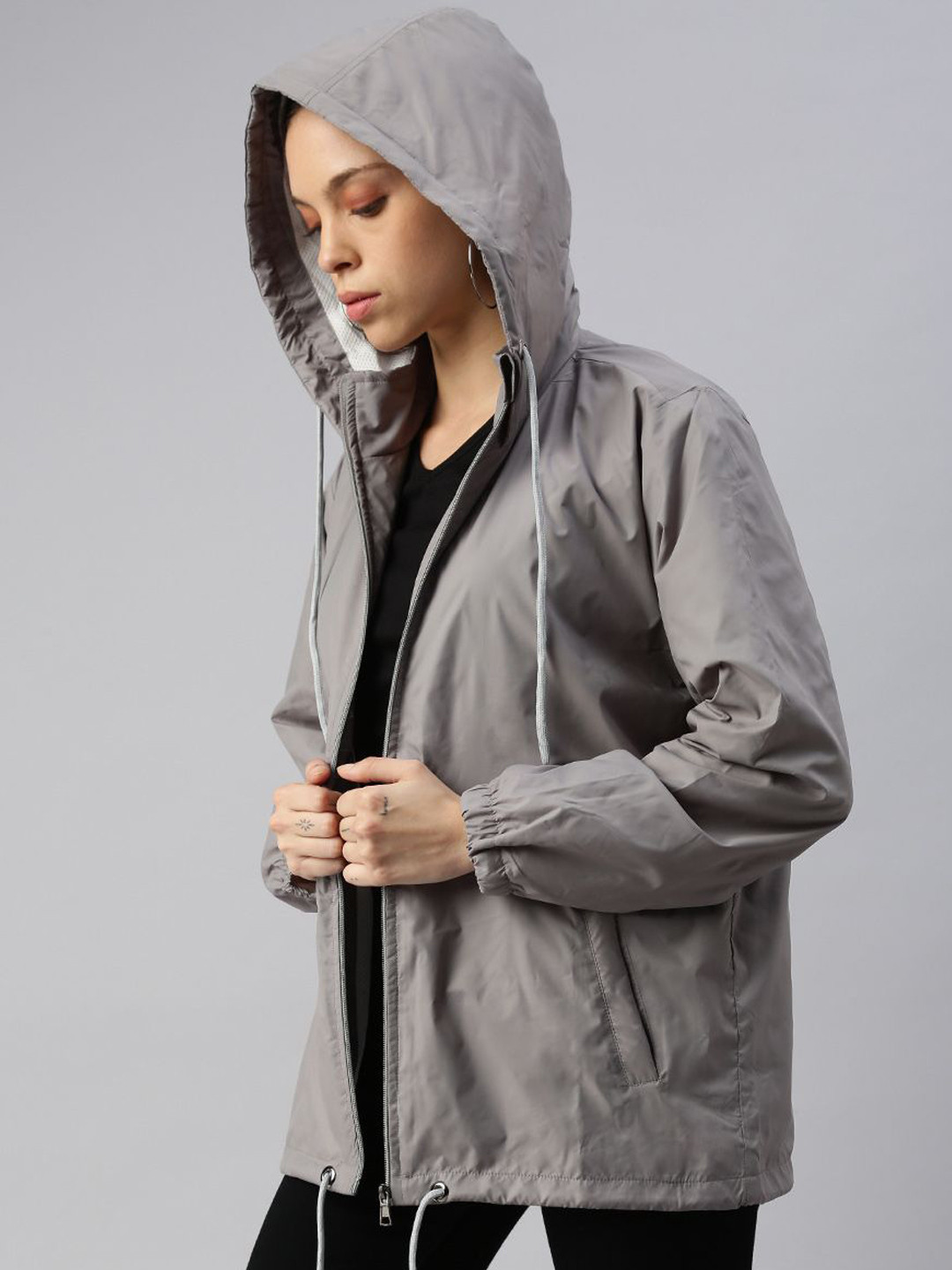 Kaali Peeli Women Dry Fit Lightweight Oversized Hooded Bomber Jacket