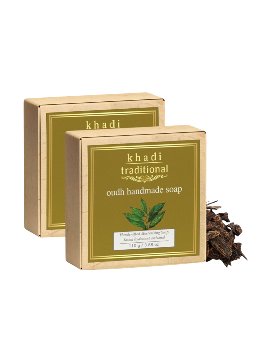 Khadi Traditional Pack of 2 Unisex Soap Oudh Handmade Soaps - 110 g Each