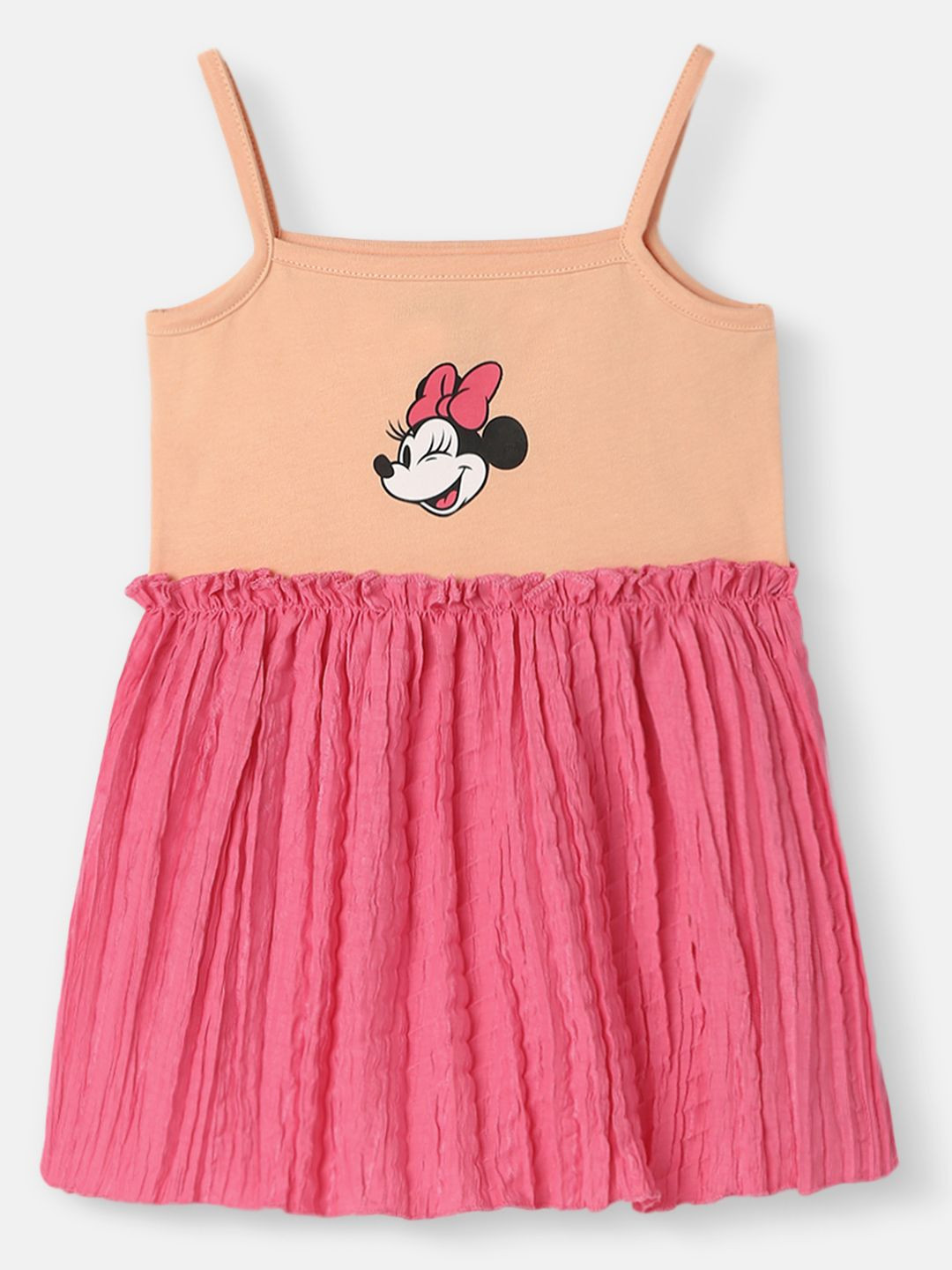 Nauti Nati Girls Knit and Woven Digital Printed Gathered Sleeve Fit-Flare Dress