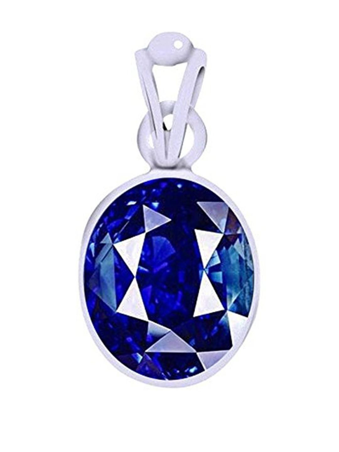 RAVIOUR LIFESTYLE Stones Studded Silver Oval Pendant