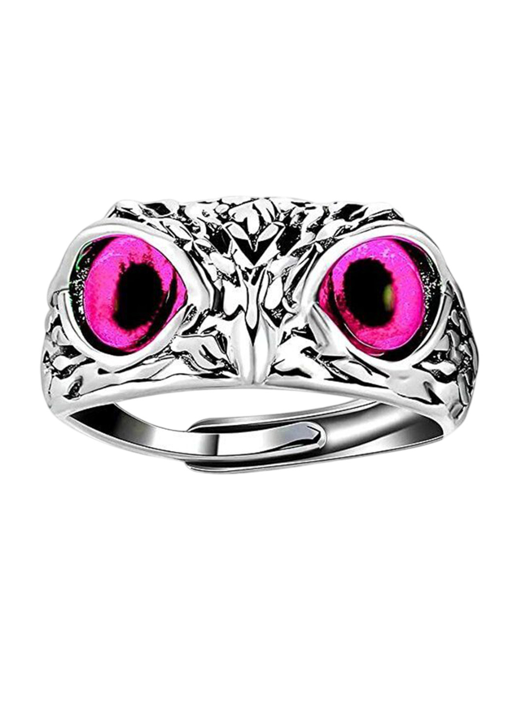 Ringzinnie Owl-Eye Stone-Studded Adjustable Finger Ring