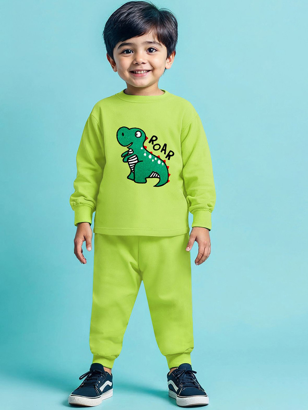 YK X Trampoline Kids Cotton Terry Loop Patch-Work Printed Night Suit Set