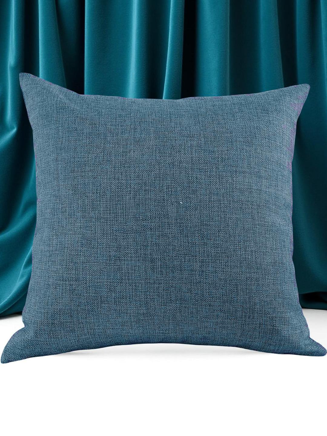 IVAZA Unisex Blue Solid Velvet Cushion Cover