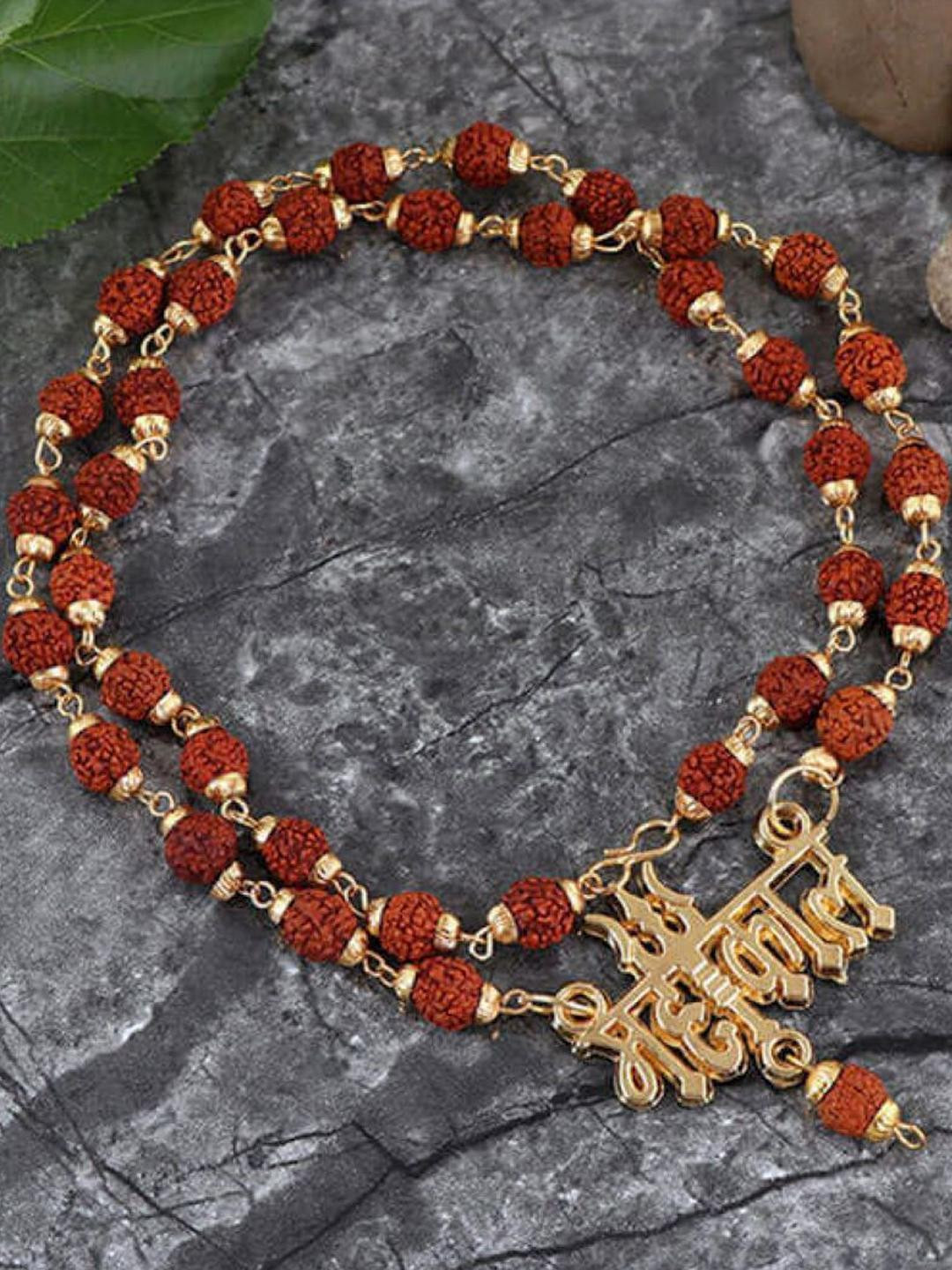RAVIOUR LIFESTYLE Rudraksha Gold-Plated Pendants & Chain
