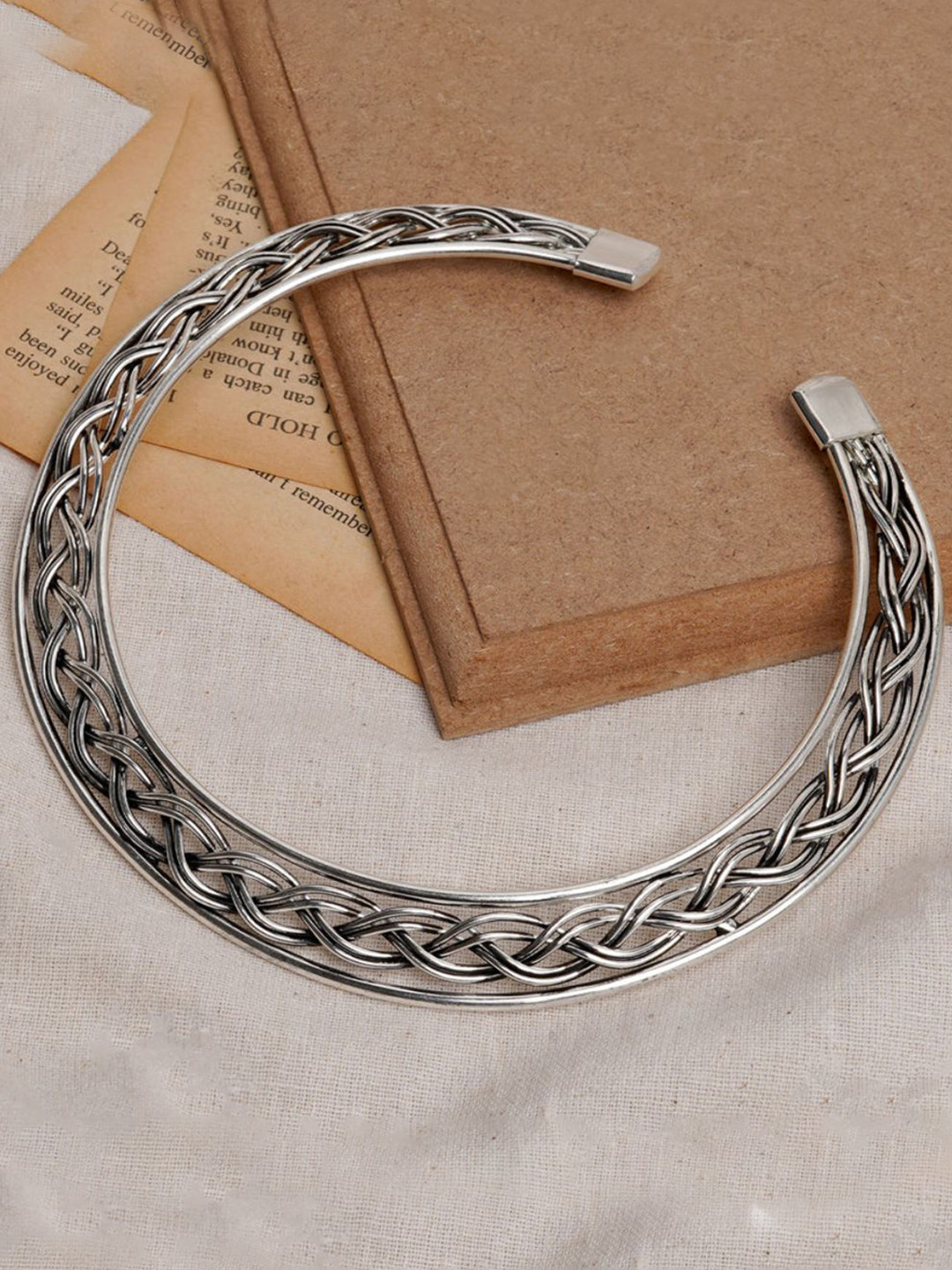 Sangria German Silver-Plated Oxidized Statement Choker Necklace