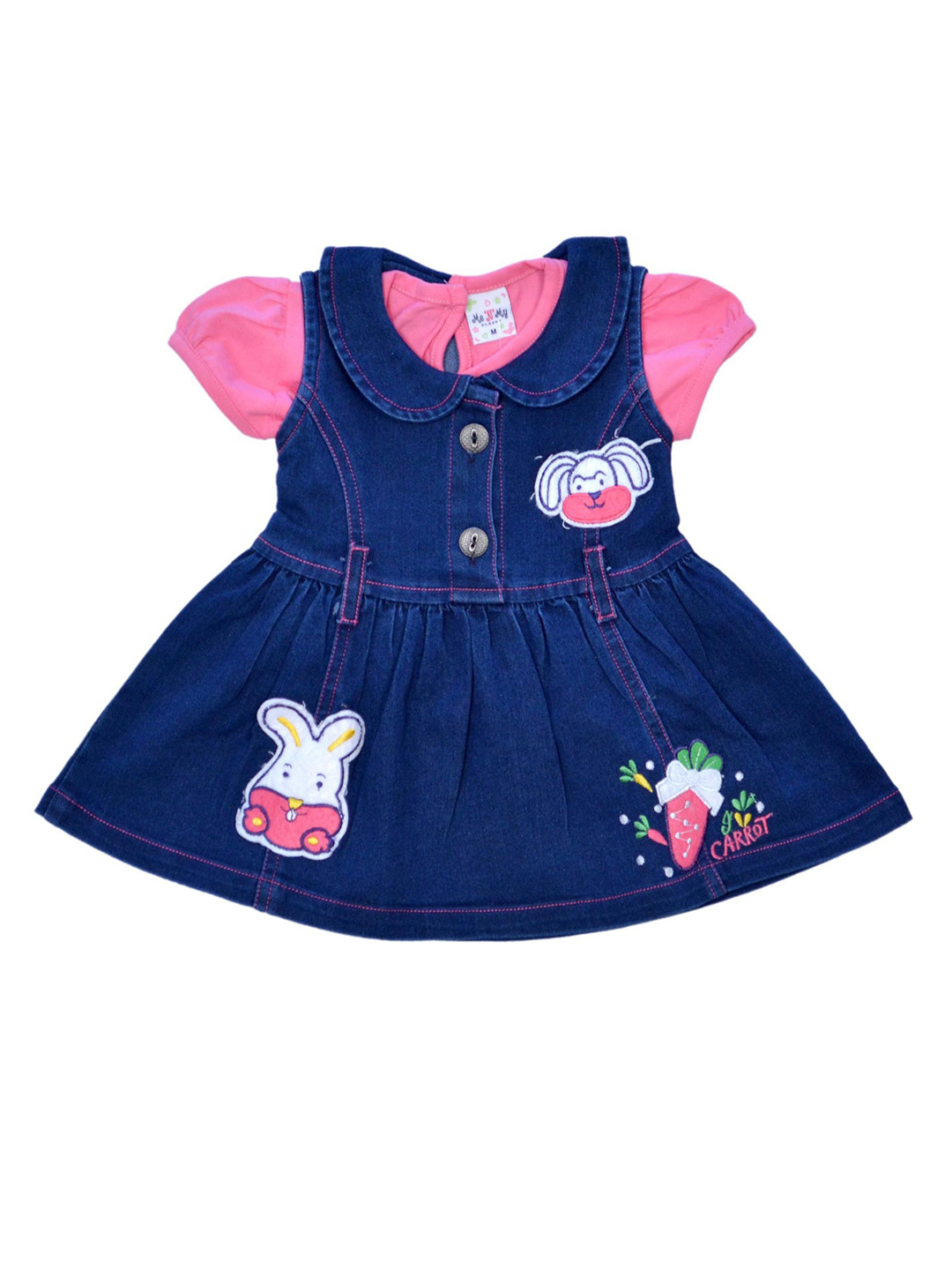 ME N MY Girls Peter Pan Collar Fit & Flare Dress with Tshirst