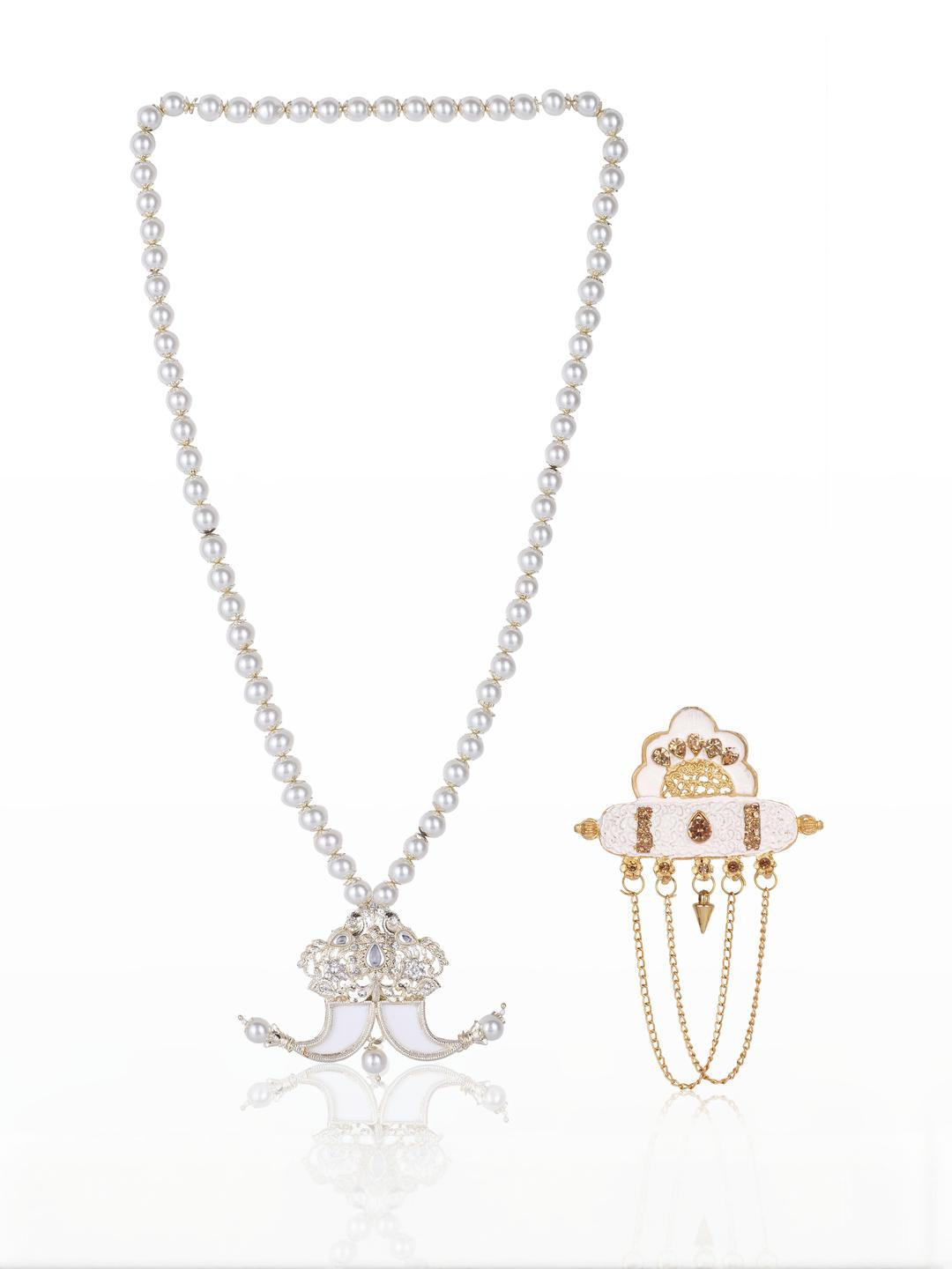 JIYANSHI FASHION Single-Line Dulha Mala with Brooch