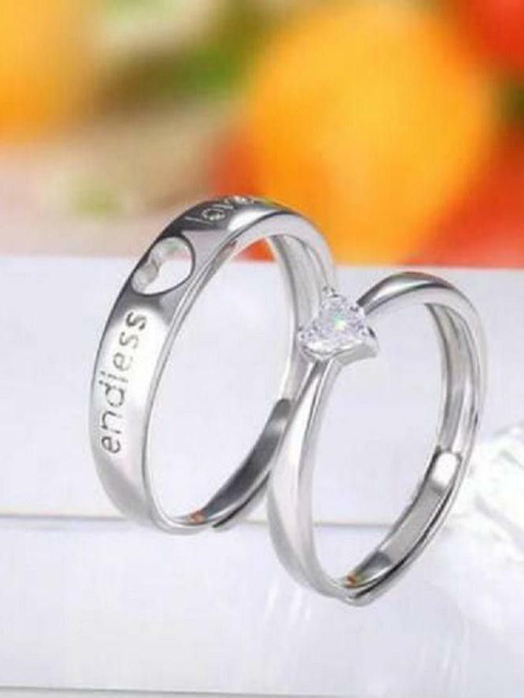 Ringzinnie Set Of 2 Stone-Studded Endless Couple Finger Rings