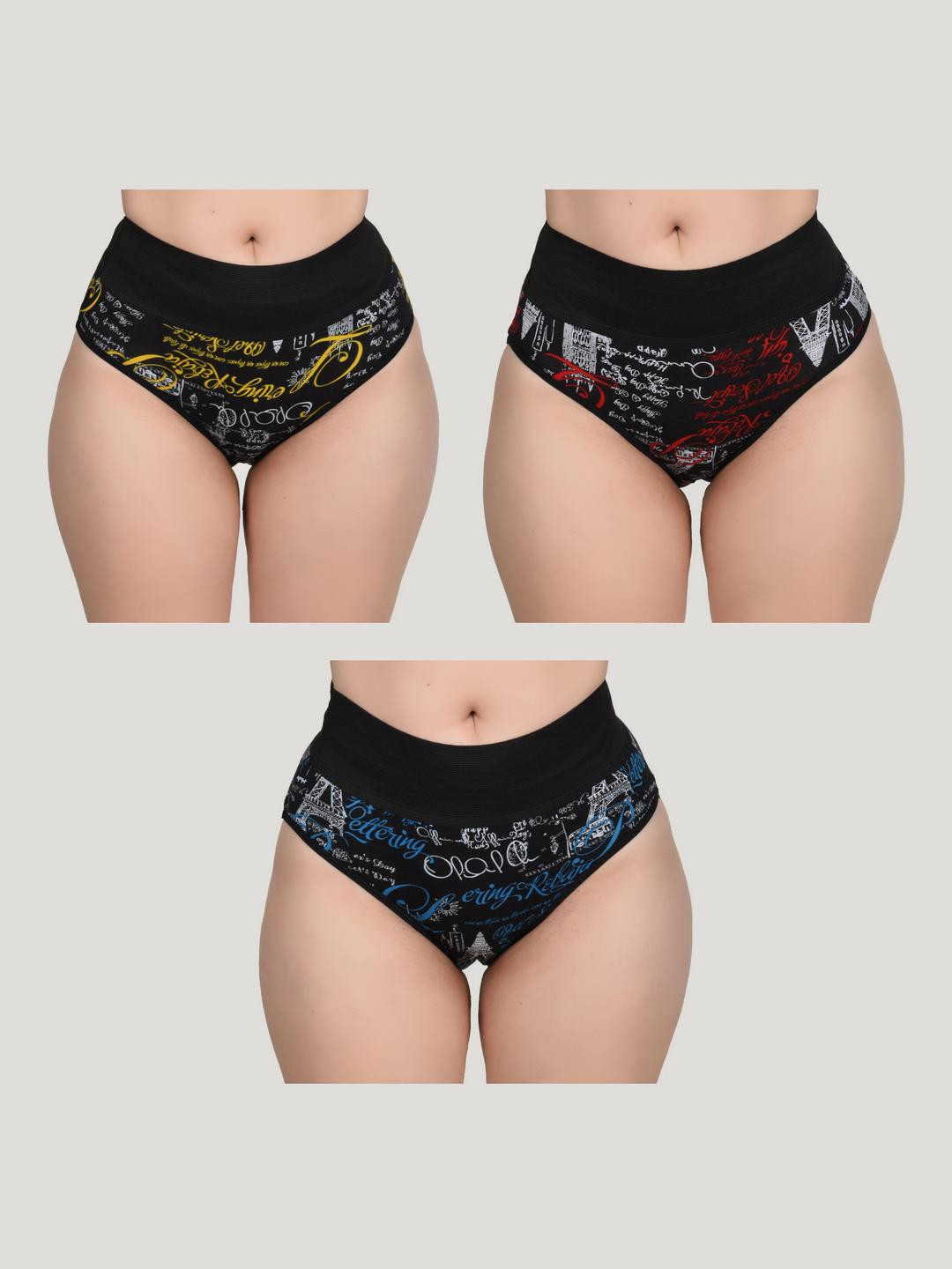 CYMRITE Women Pack Of 3 Multi Mid Rise Hipster Briefs