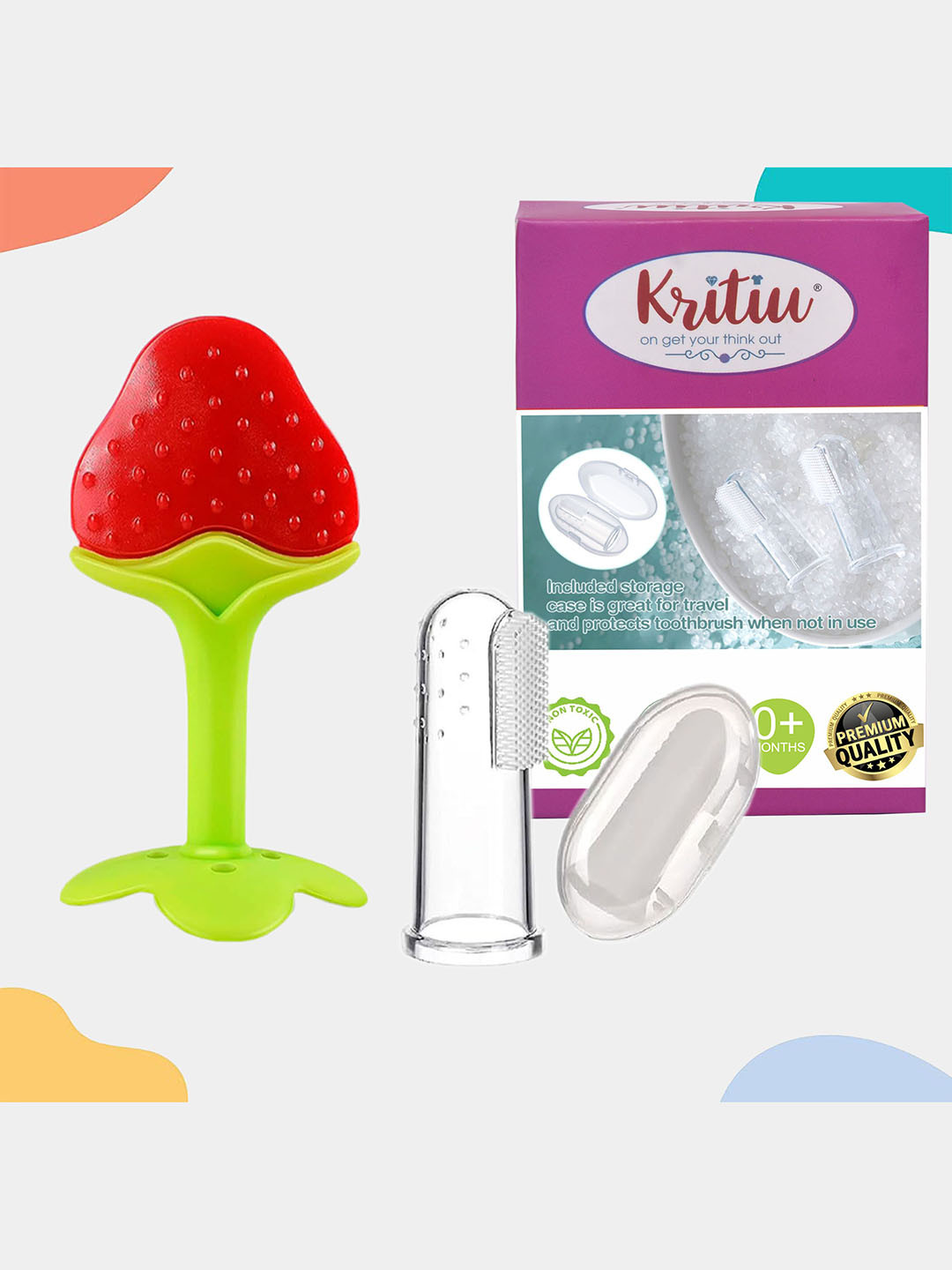 Kritiu Kids Figure Toothbrush & Silicone Stand Teether