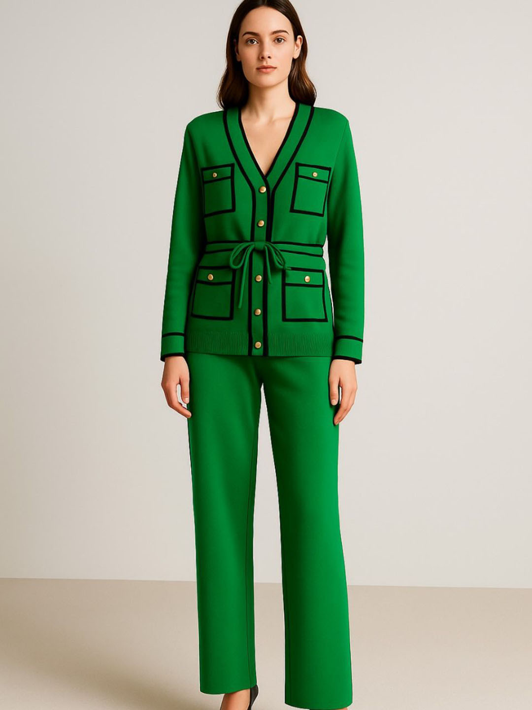 TRENBEE Nadia V-Neck Sweater With Trousers Co-Ords