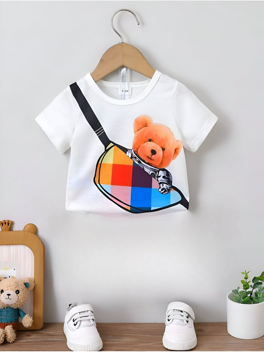 Googo Gaaga Boys Teddy Printed Round Neck Half Sleeves Cotton T-shirt