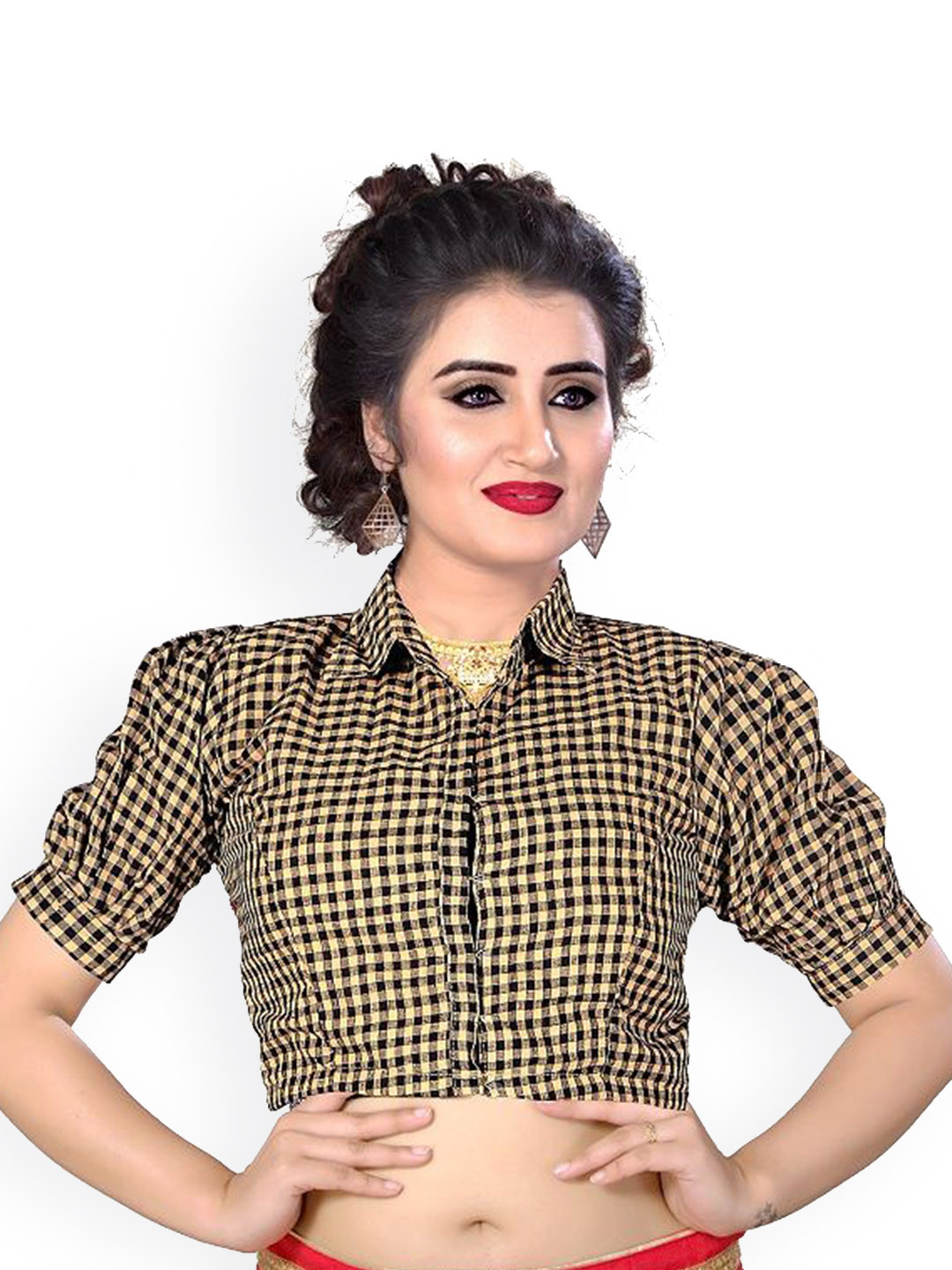 KING SALES Printed Pure Cotton Shirt Collar Readymade SareeBlouse