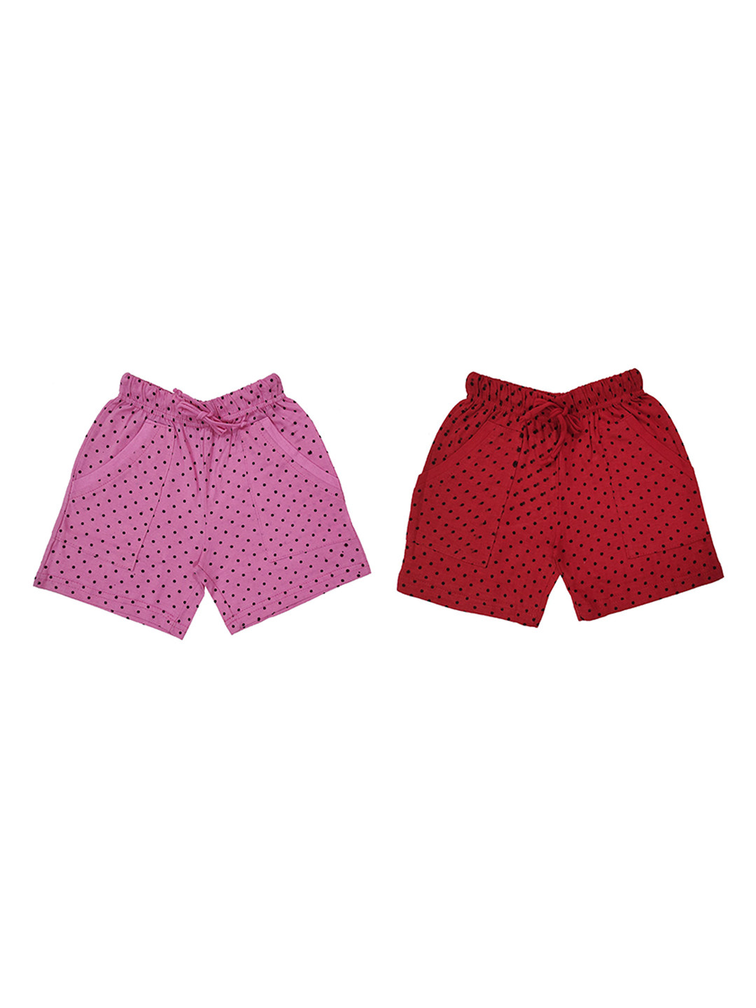 100LUCK Girls Pack of 2 Printed Cotton Shorts