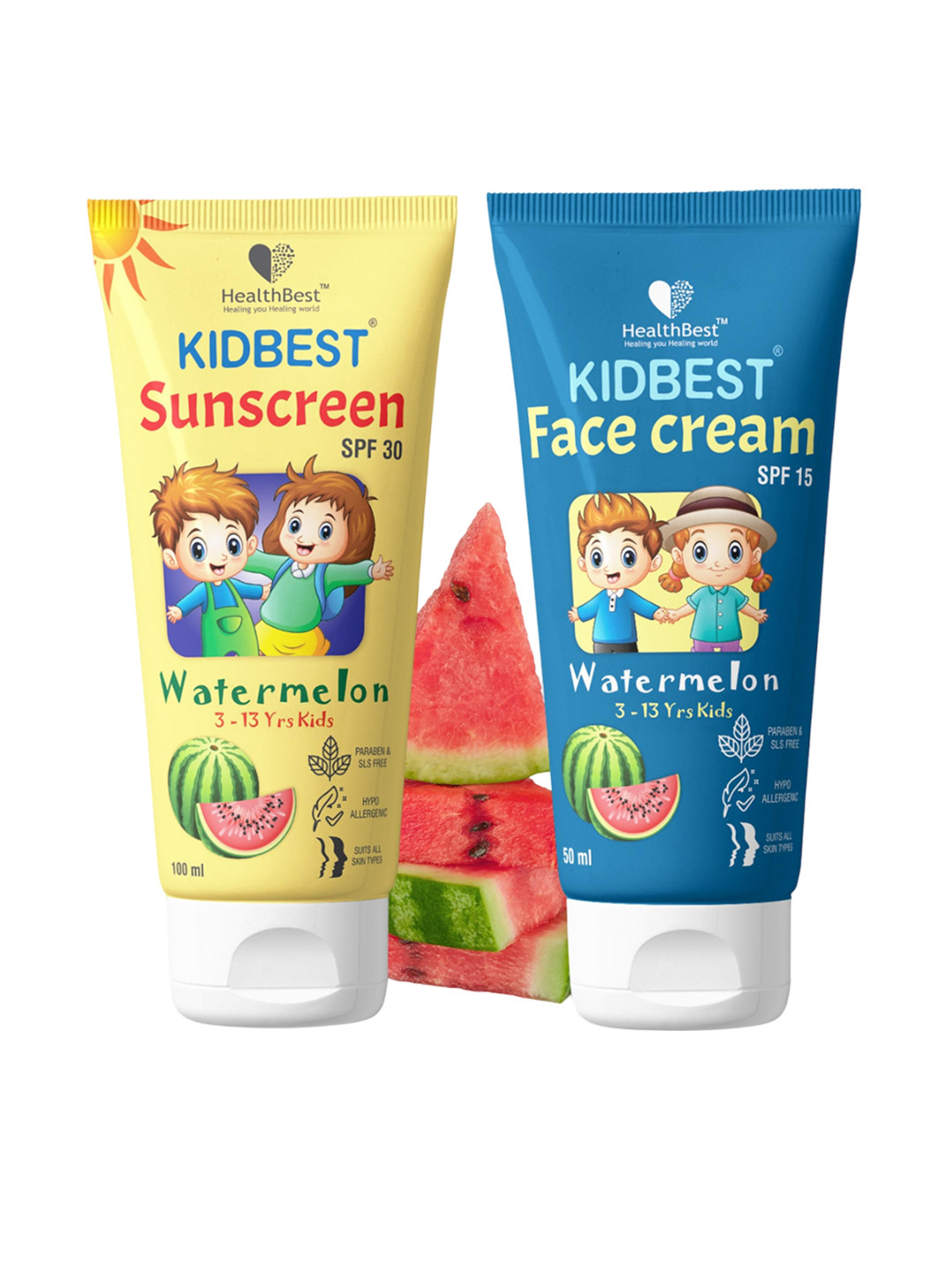 HealthBest Set Of 2 Kidbest Sunscreen SPF30 - 100 ml With Face Cream - 50 ml