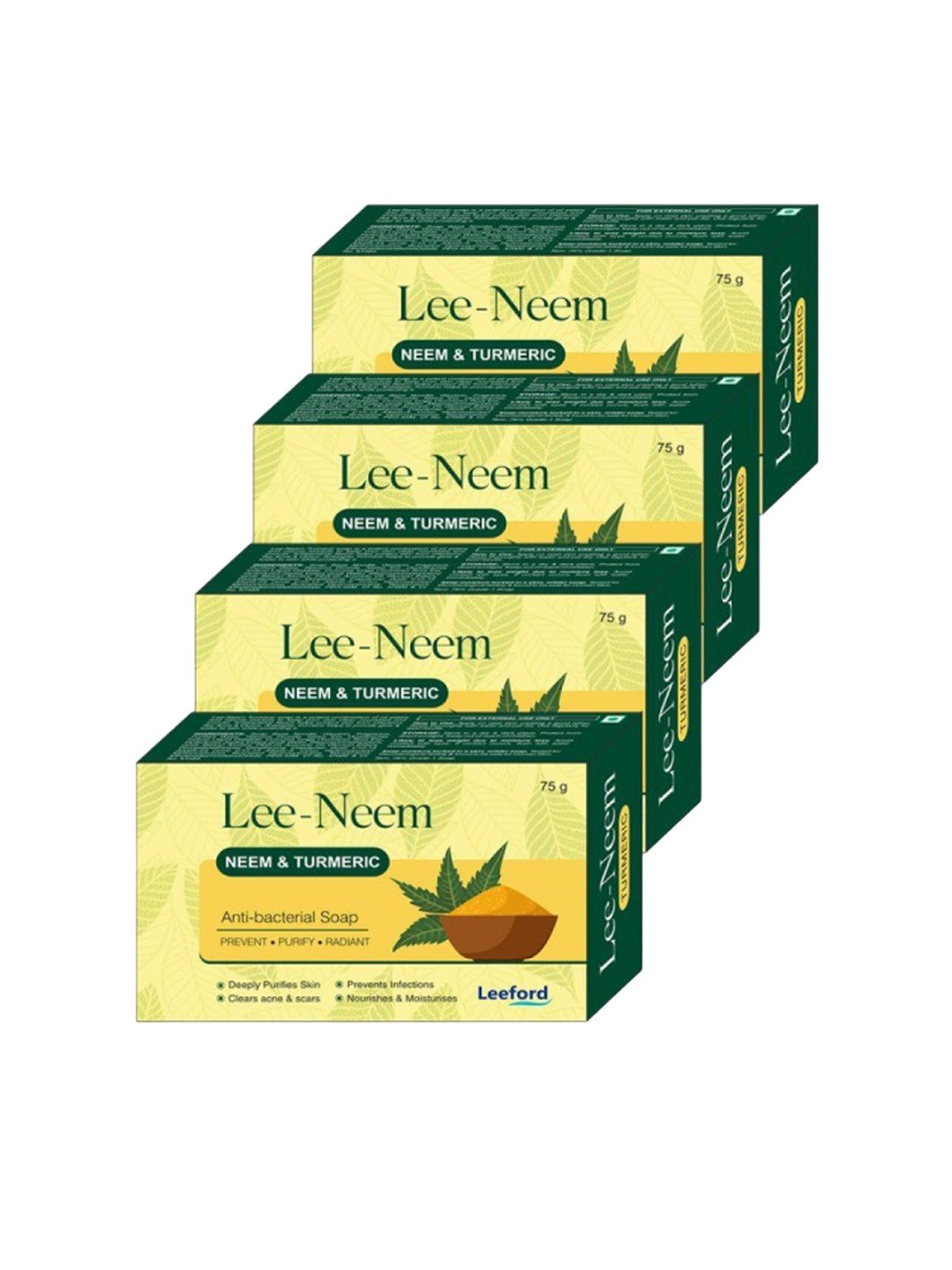 Leeford Set Of 4 Lee Neem & Turmeric Soap- 75 g Each