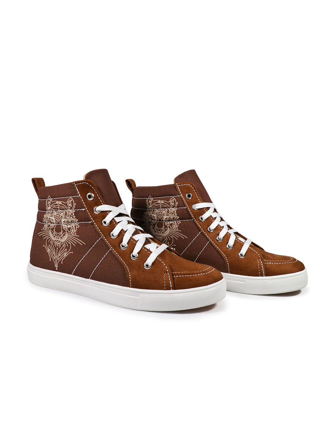 KobSook Men Walk With Joy Printed Suede Sneakers