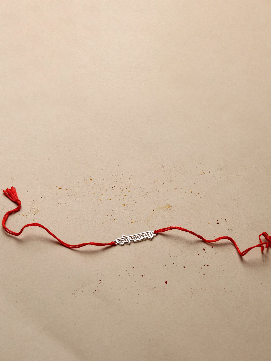 House of Aadyaa 92.5 Sterling Silver Laser Cut Vande Mataram Thread Rakhi