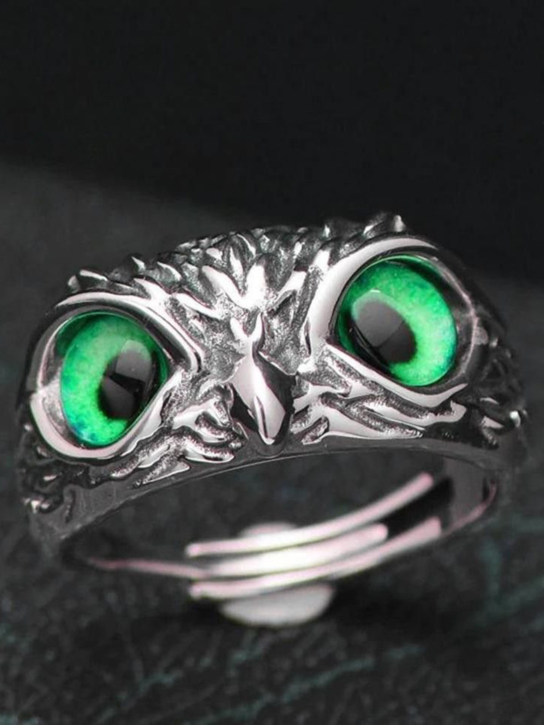 Ringzinnie Stones Studded Owl Face Adjustable Finger Ring