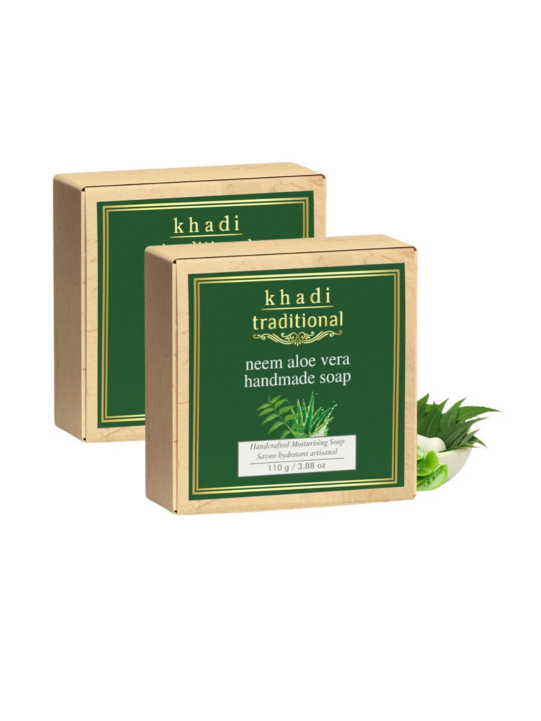 Khadi Traditional Pack of 2 Unisex Soap Neem Aloe Vera Handmade Soaps - 110 g Each