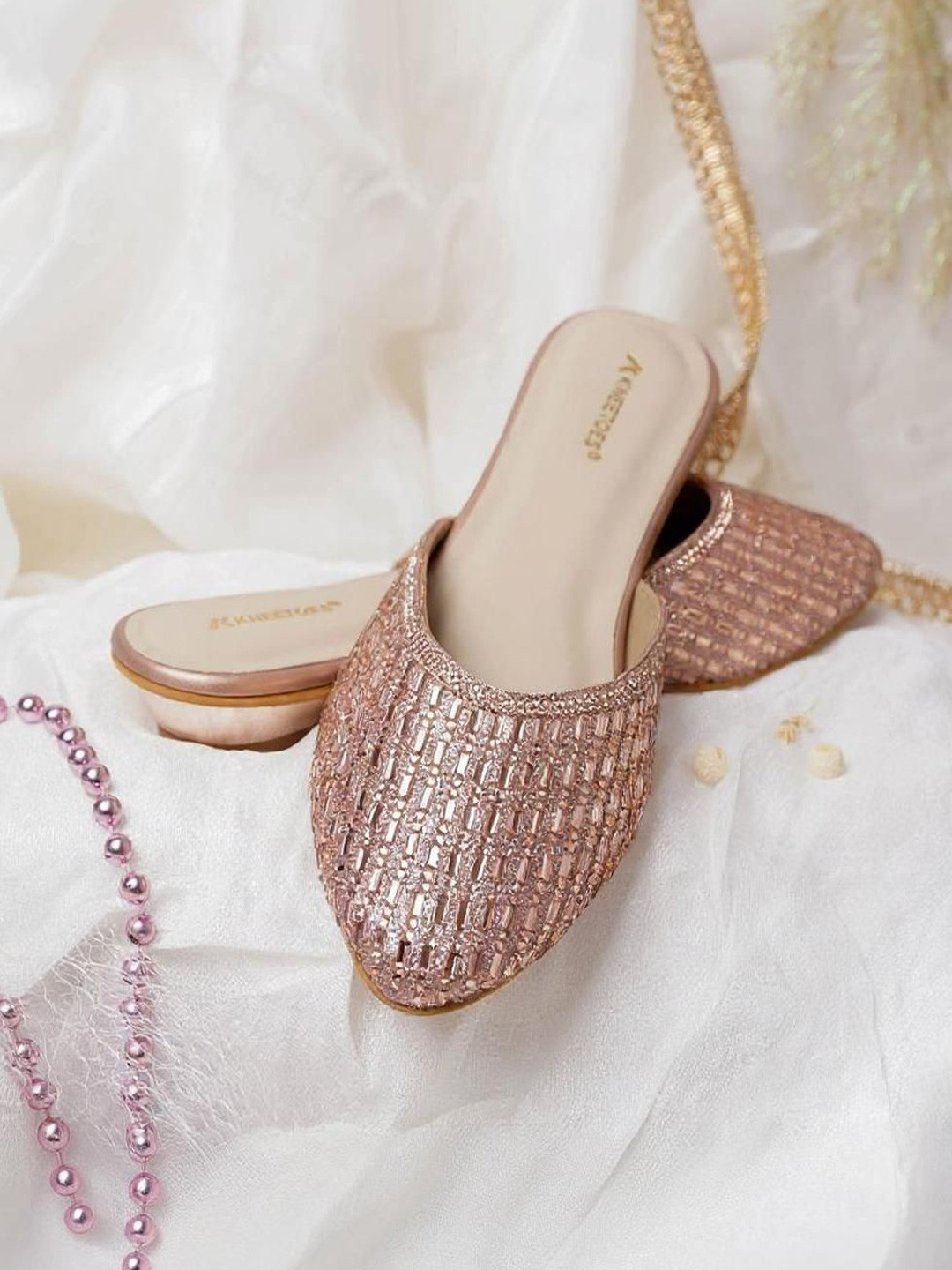 Kneetoes Women Shine Pop Rose-Gold Mules