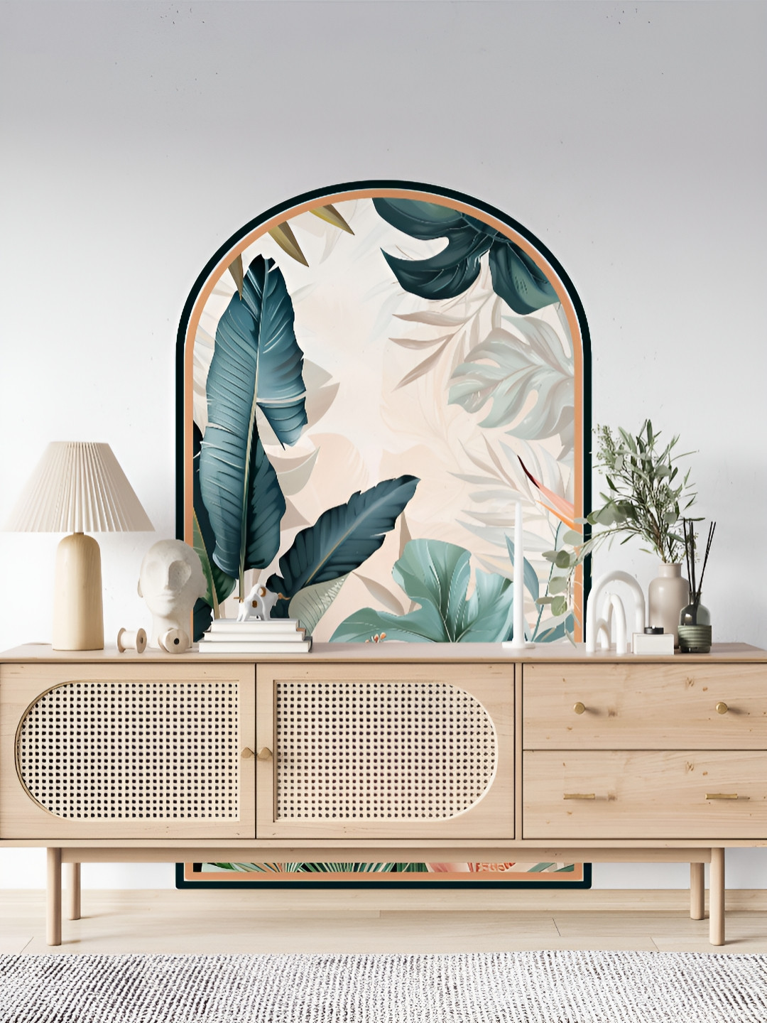 Myntra Elegant Homes Beige & Green Botanical Palm Leaves Printed Decorative Wallpaper