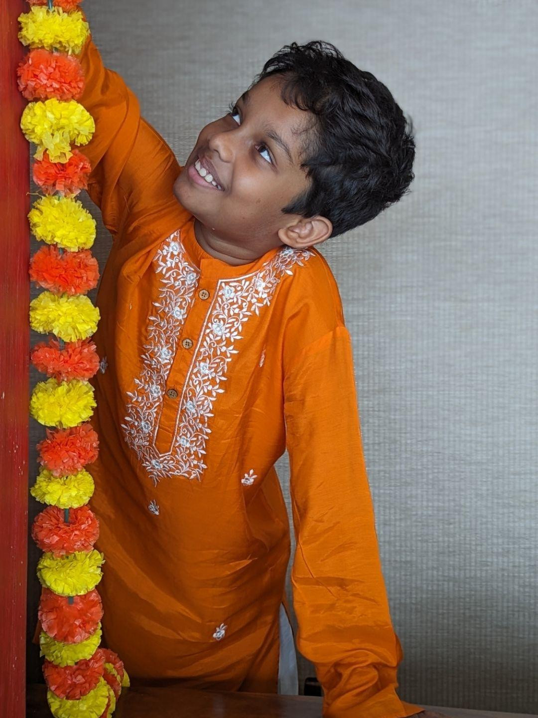 Tura Turi Boys Orange Kurta Sets