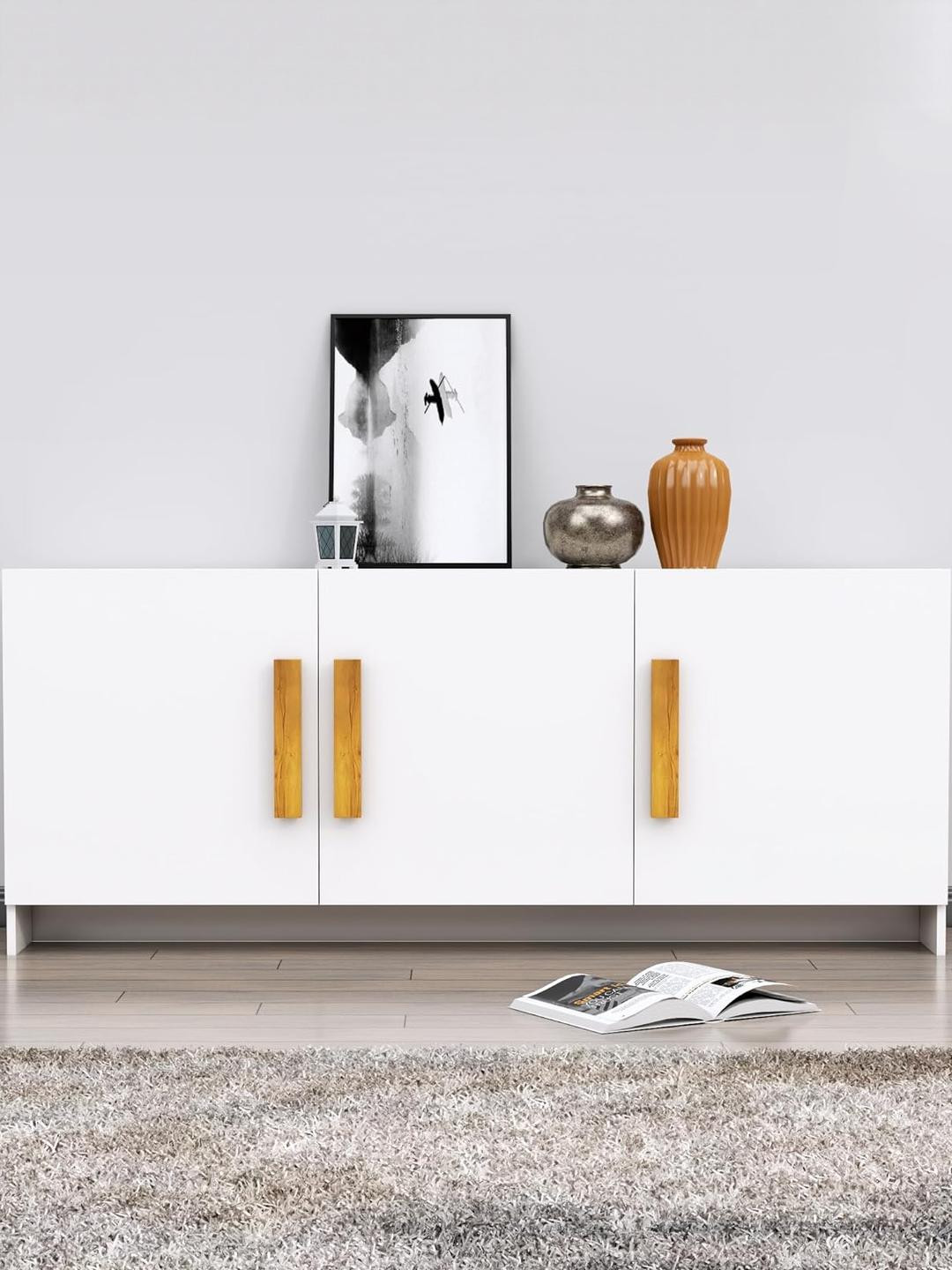 HEXA RED White Multipurpose Sideboard Storage Cabinet for Living Room & Office