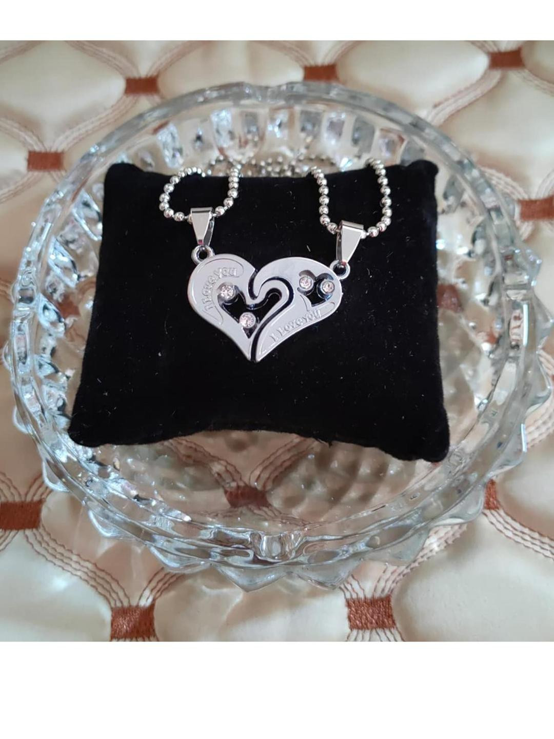 Pranjal Gems Men Silver Heart Broken Shaped Pendants