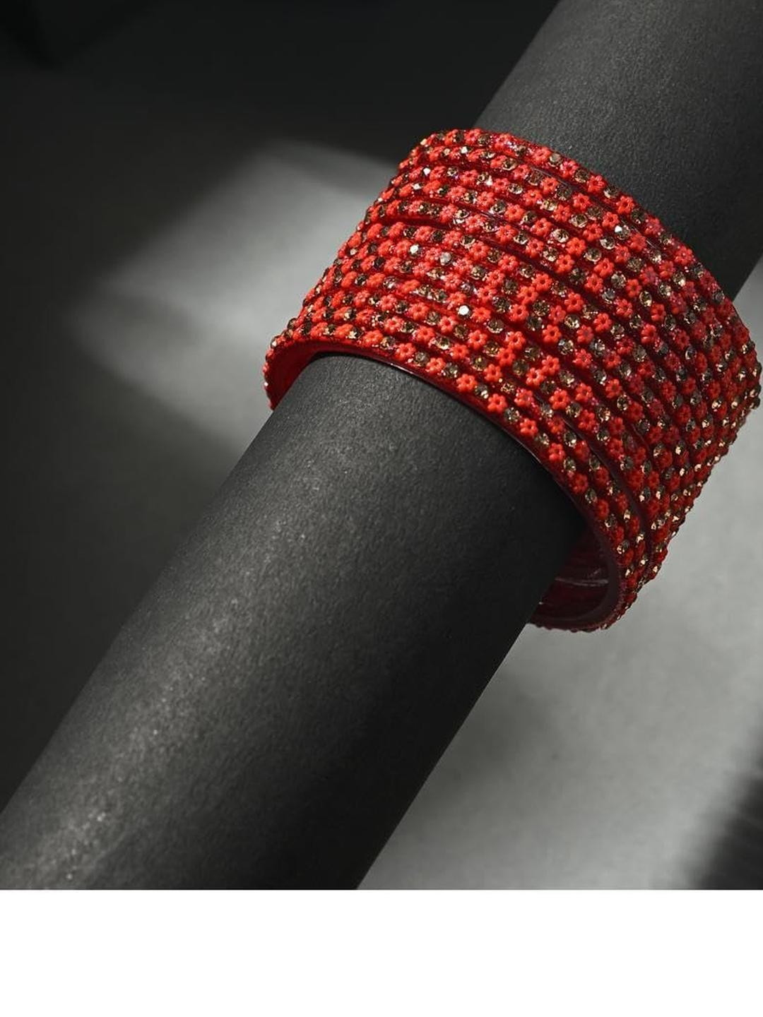 1ST TIME Set Of 12 Artificial Stones and Beads Studded Alloy Bangles