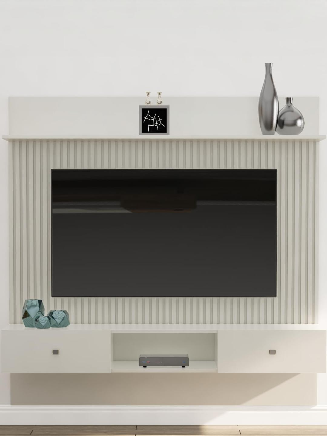 HEXA RED White Living Room Unit Cabinet For 28 To 65 Inch TV Entertainment Unit