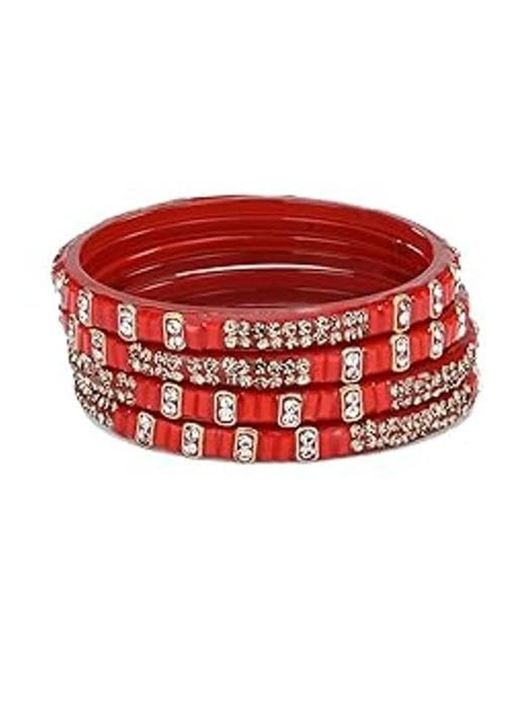 1ST TIME Women Red Pack Of 4 Bangles Set