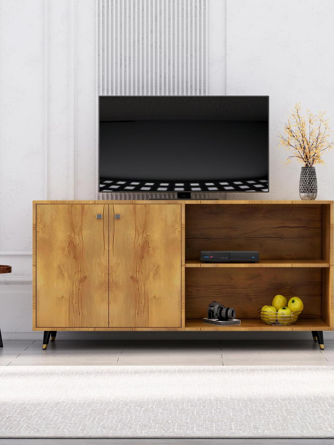 HEXA RED Beige Wall Mounted Wood TV Entertainment Unit