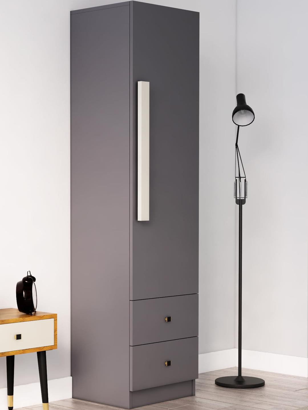 HEXA RED Grey Wooden Multi-Utility Wardrobe