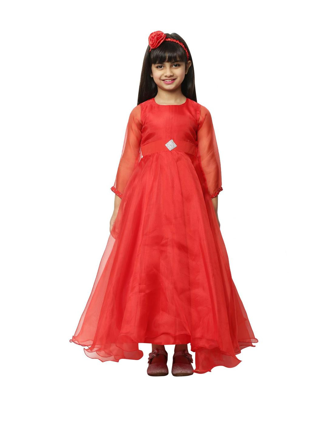 Shahina Fashion Girls Red Fit & Flare Party Dress