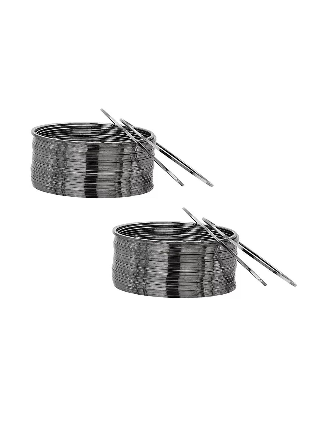 ZURIKRISHA Set of 2 Brass-Plated Black Alloy Bangles
