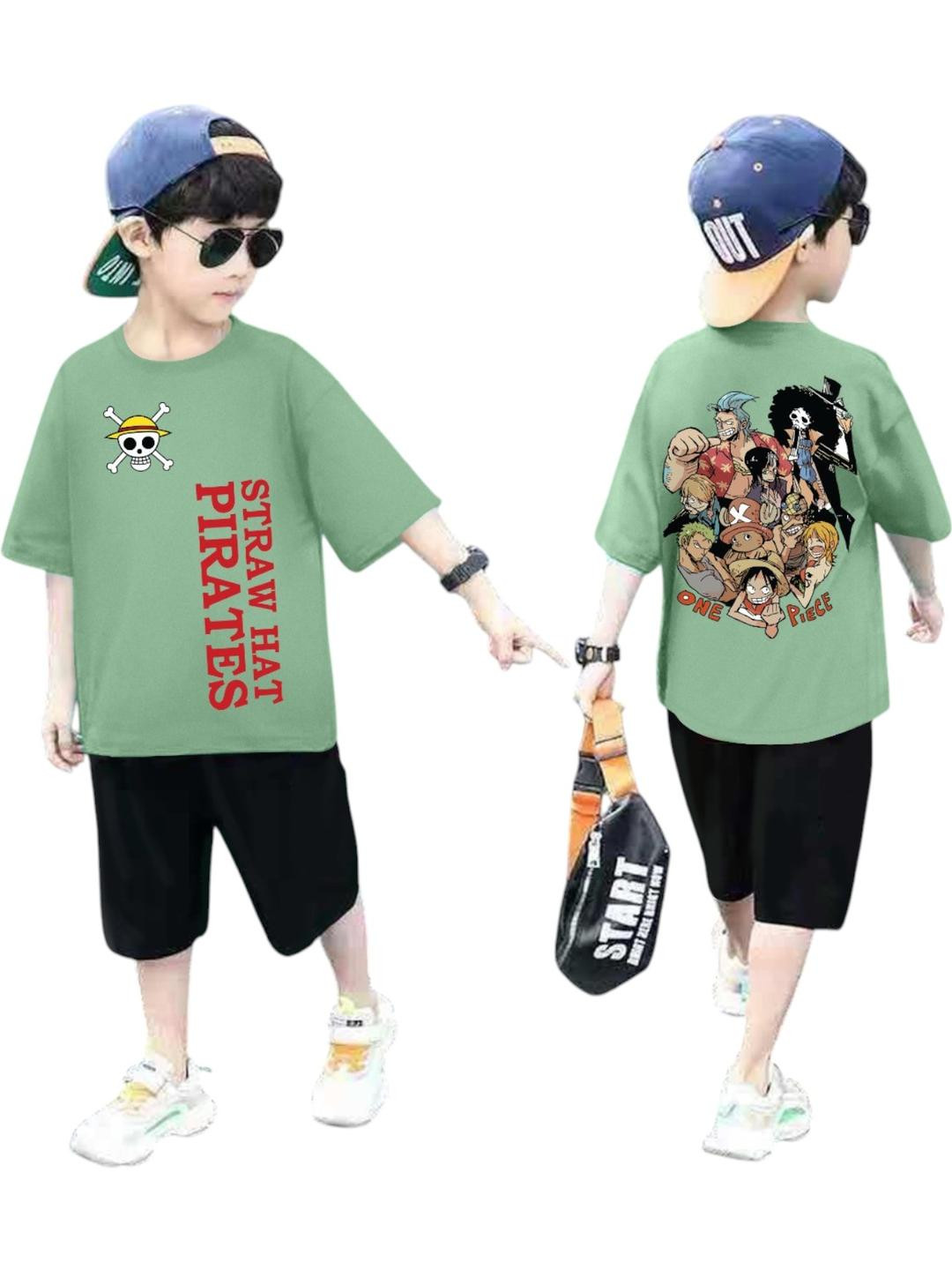 ACTLIVE Boys Green & Black Printed T-shirt with Shorts