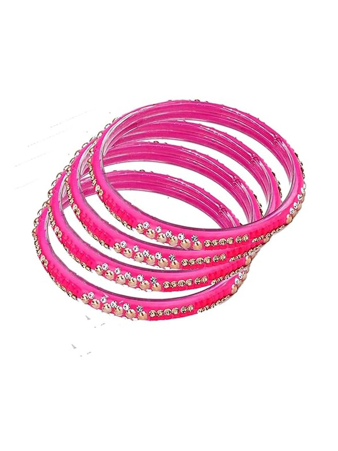 1ST TIME 4 Pieces Pink Traditional Bangles Set