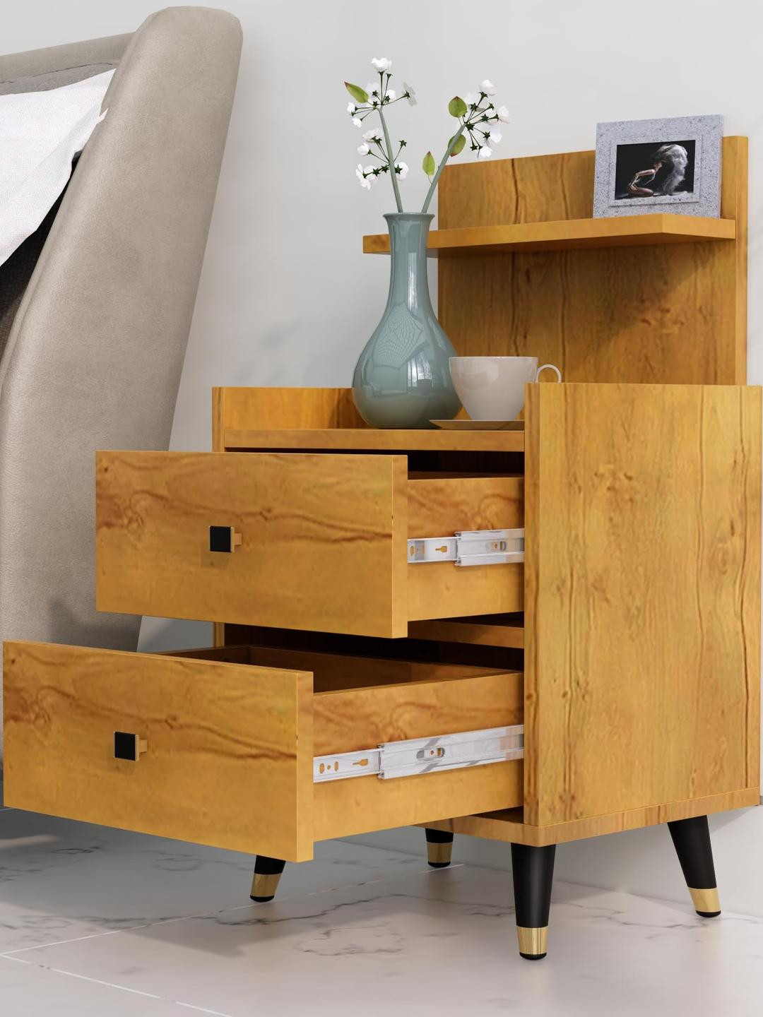 HEXA RED Giant Wood Engineered Wood Bedside Table