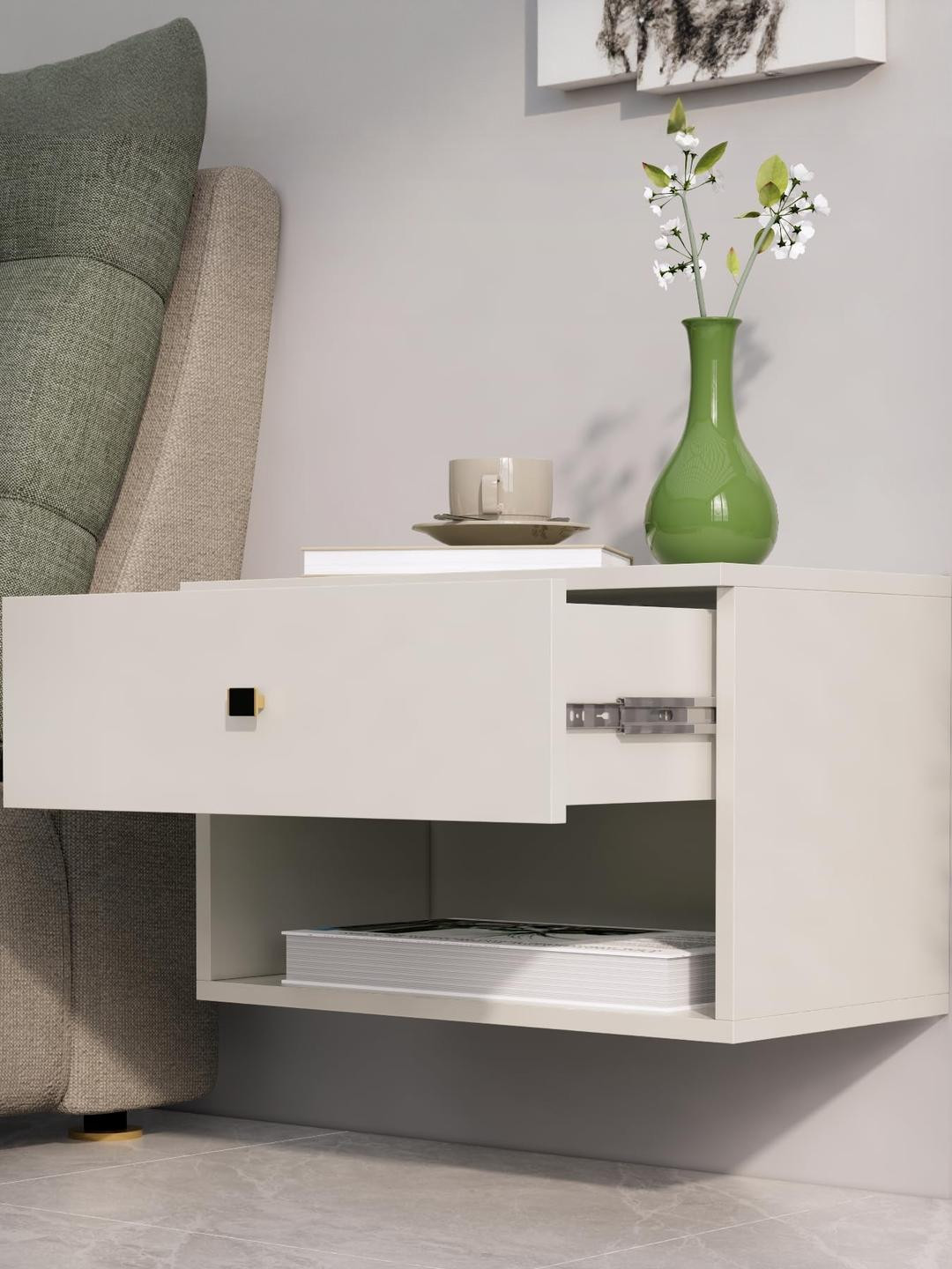 HEXA RED White Engineered Wood Side End Table