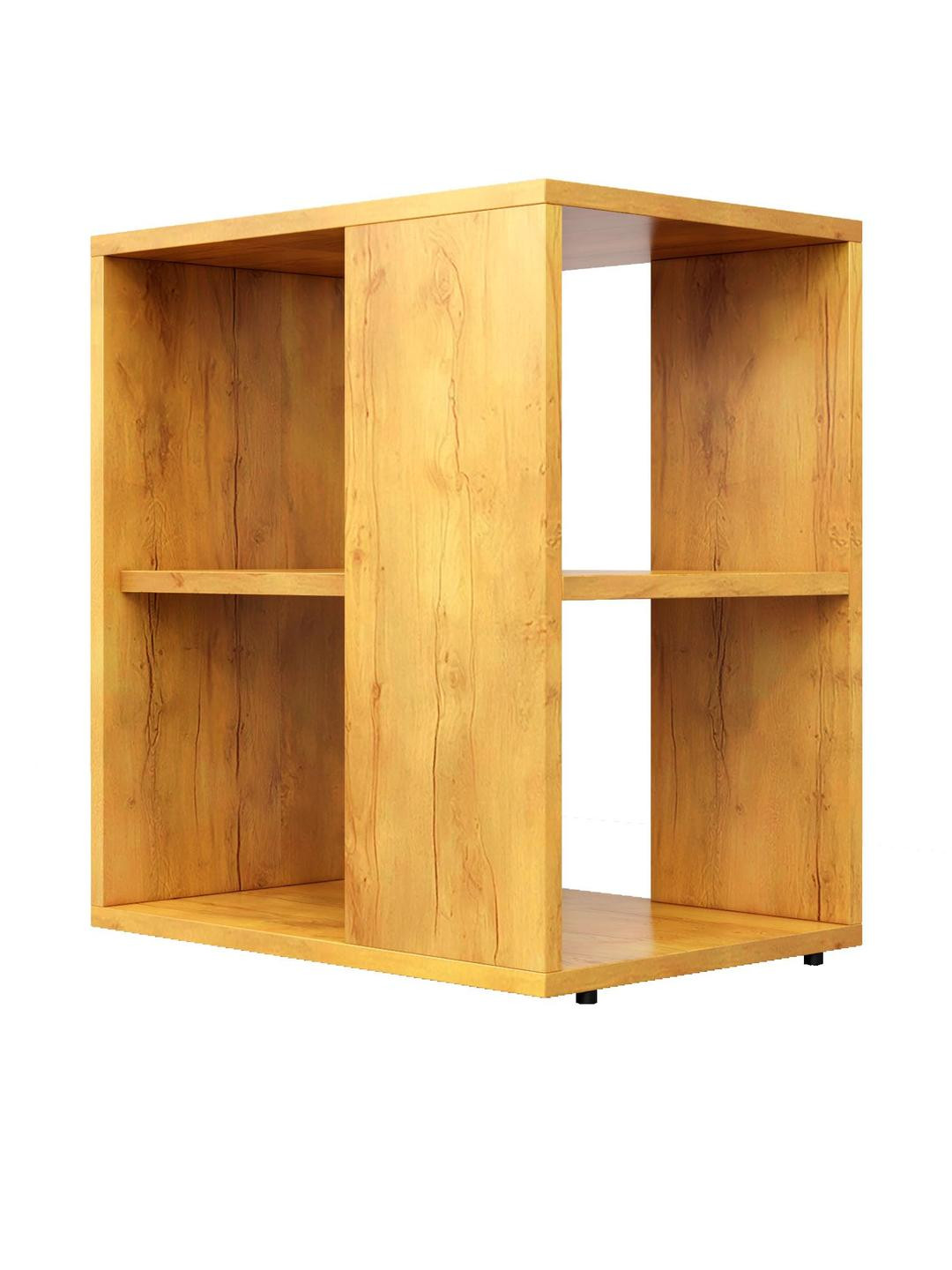 HEXA RED Brown Engineered Wood Open Storage Bedside Table