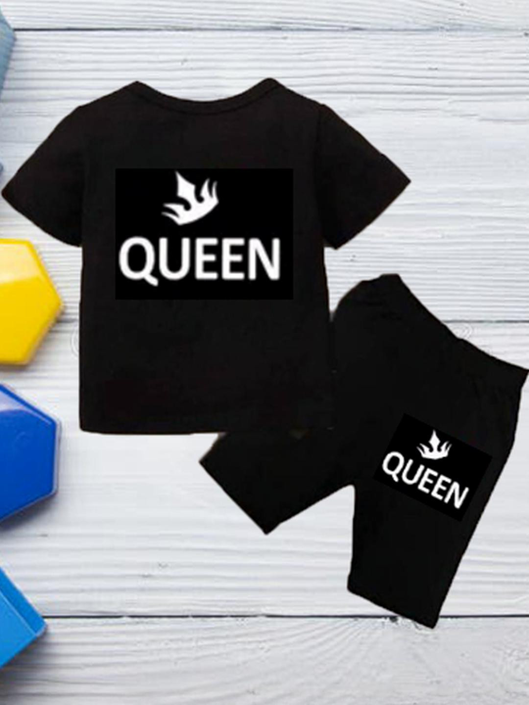 OSAMWEAR Black Unisex Kids Printed T-shirt with Shorts