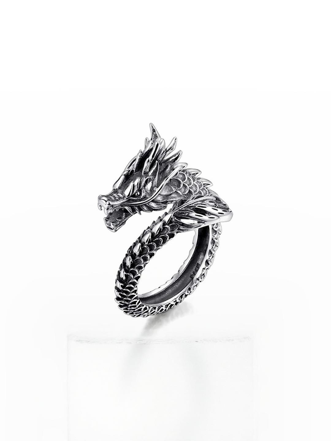 Inites Adjustable Silver Dragon Finger Ring