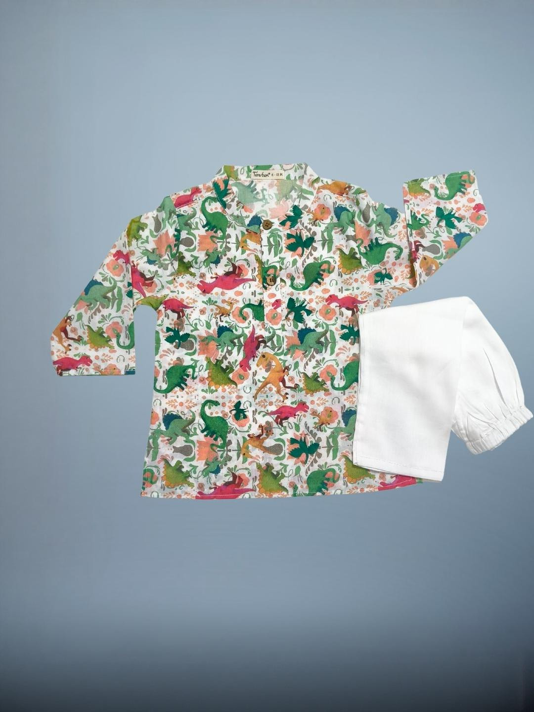 Tura Turi Boys Animal Printed Pure Cotton Kurta with Pyjamas